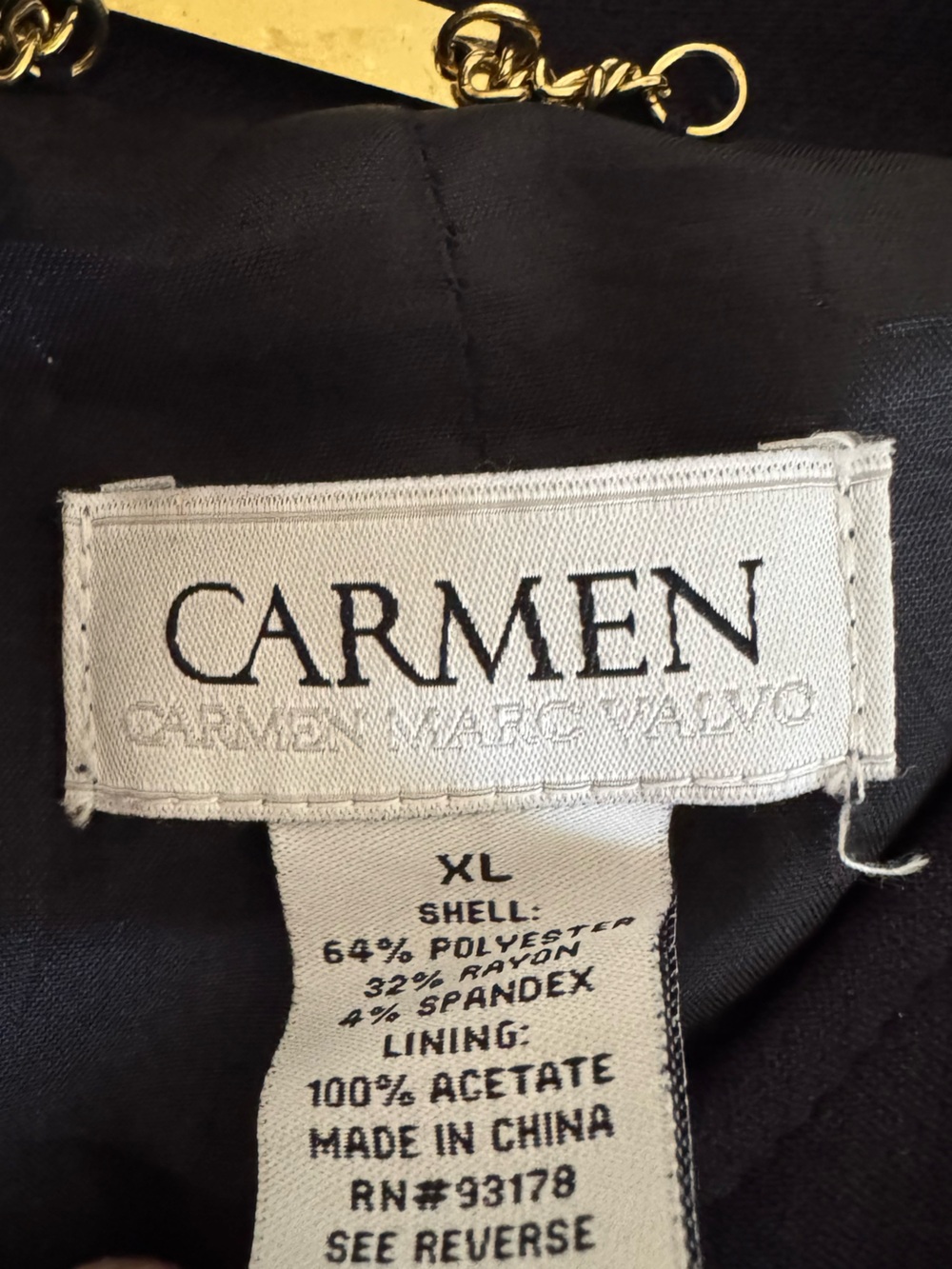 Carmen Marc Valvo Collection Navy Moto Jacket Gold Zip Size XL - Picture 5 of 7